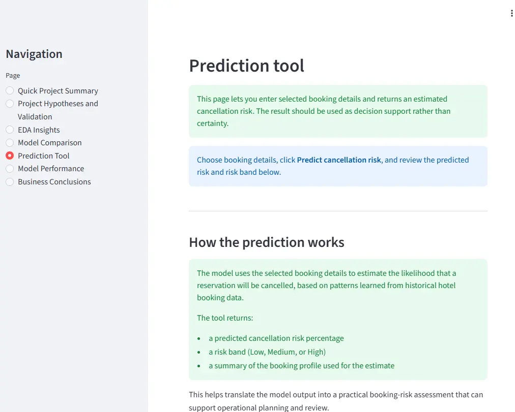 Hotel Booking Predictive Analytics application dashboard thumbnail